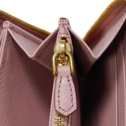 PRADA Long Wallet Zip Around Pastel Pink Round Saffiano Monochrome Petalo 1ML506 2EBW F0442 Women's