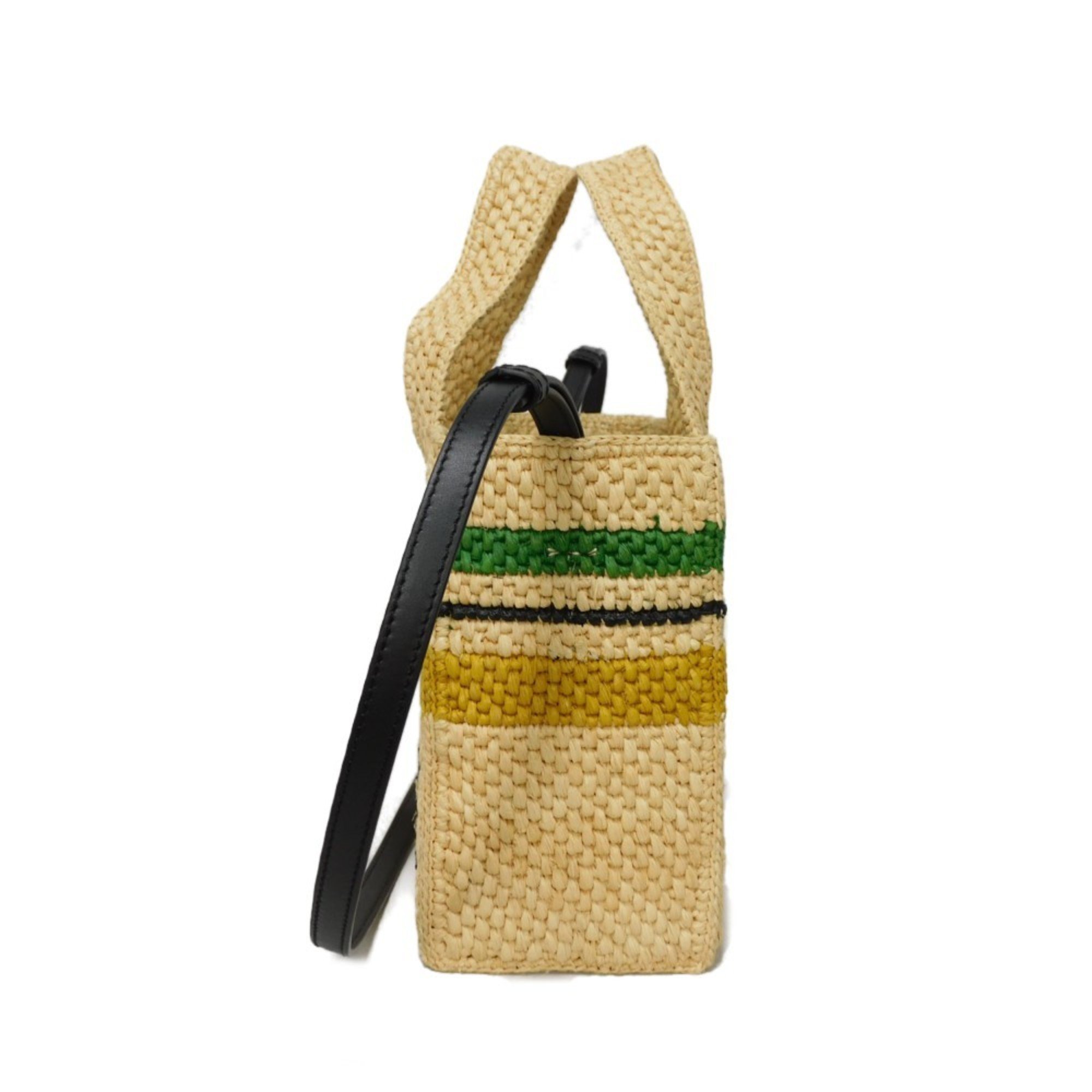 LOEWE Tote Bag Stripe Font Small Multicolor Shoulder Raffia Natural A685B61X04 Women's