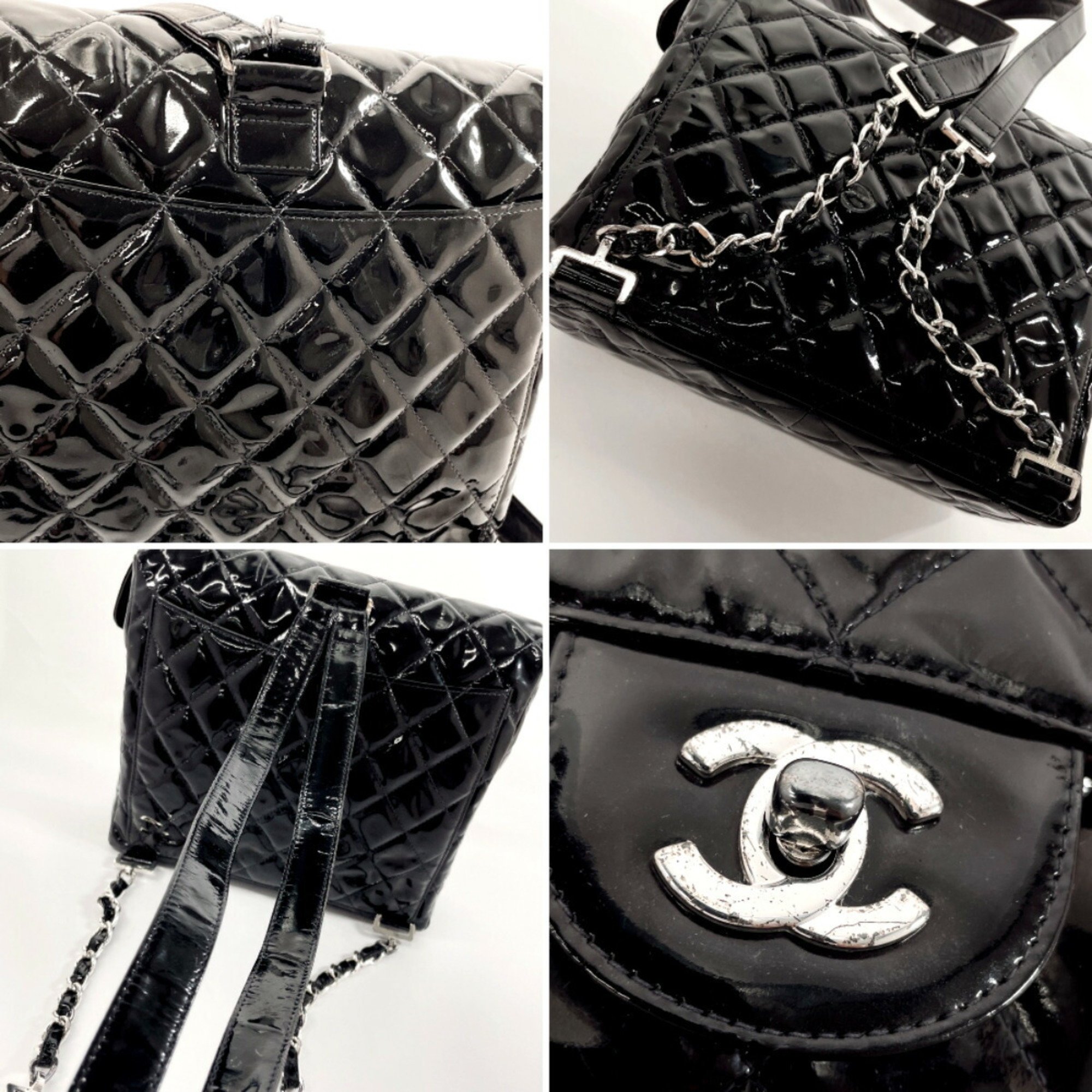 CHANEL Chanel Matelasse Backpack/Daypack Patent Leather Black Women's