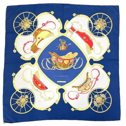 HERMES Hermes Carre 90 SPRINGS Springs Scarf Muffler Silk Blue Women's