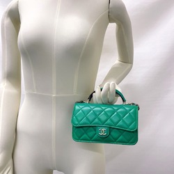 CHANEL Chanel Matelasse Flap Phone Case AP3226 Shoulder Bag Lambskin Green Women's