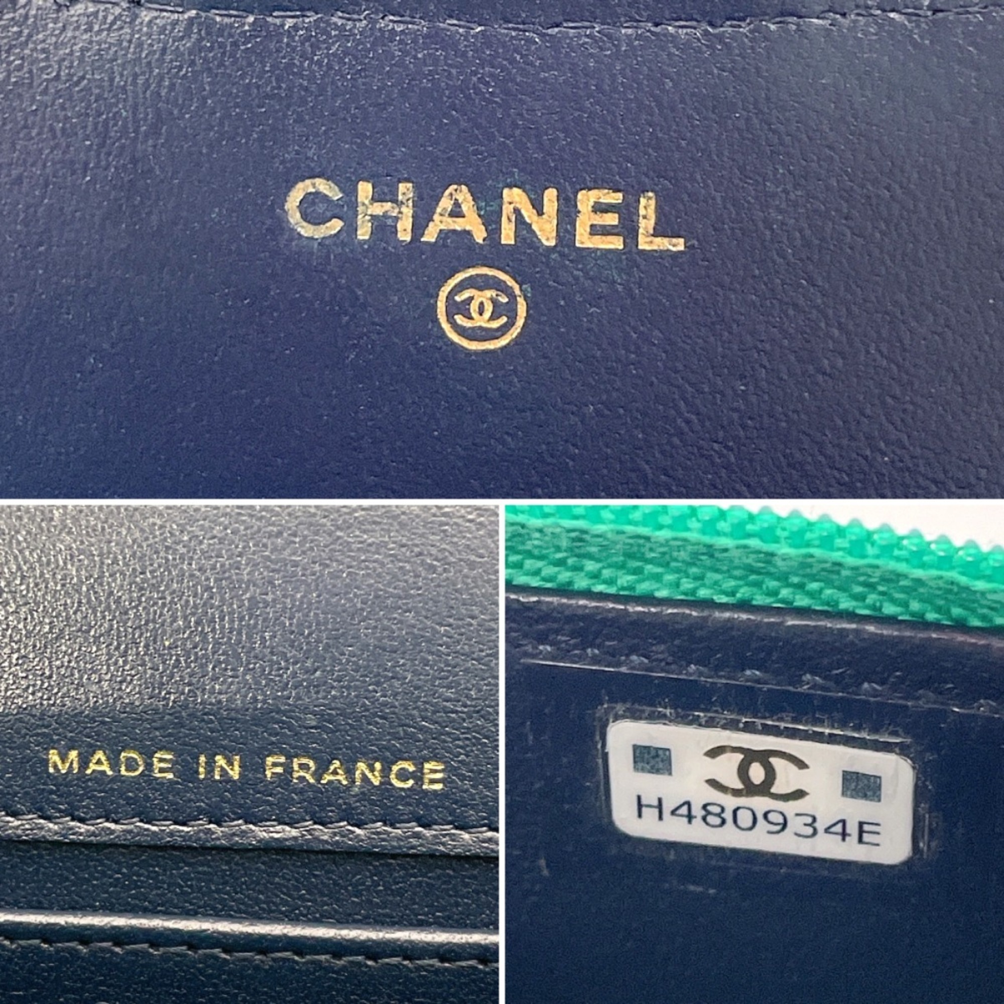 CHANEL Chanel Matelasse Flap Phone Case AP3226 Shoulder Bag Lambskin Green Women's