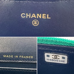 CHANEL Chanel Matelasse Flap Phone Case AP3226 Shoulder Bag Lambskin Green Women's