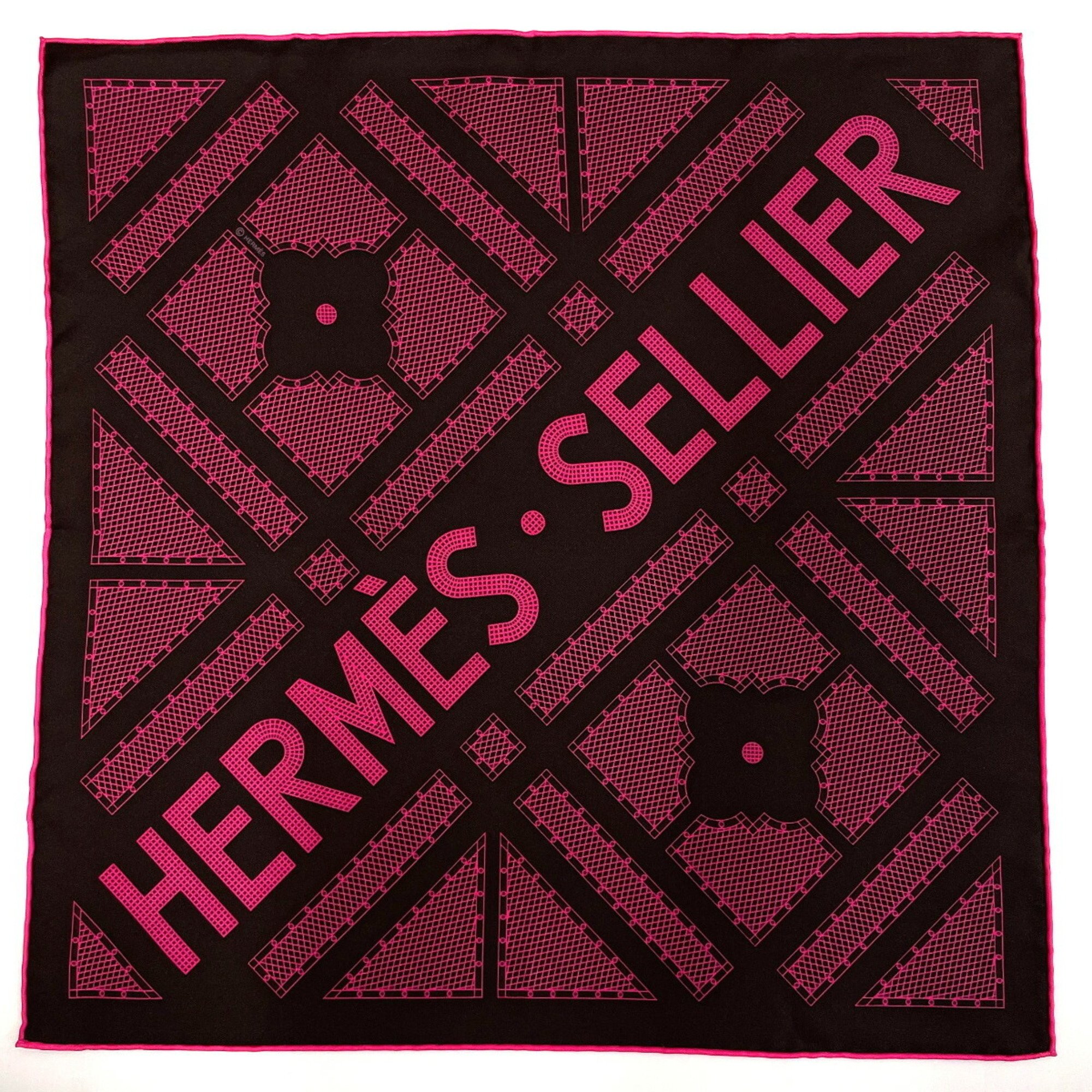 HERMES Hermes Carre 45 Serie Scarf Muffler Silk Grey Women's