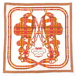 HERMES Gavroche 45 BRIDES DE GALA TARTAN 894052S Scarf Muffler Silk Pink Women's