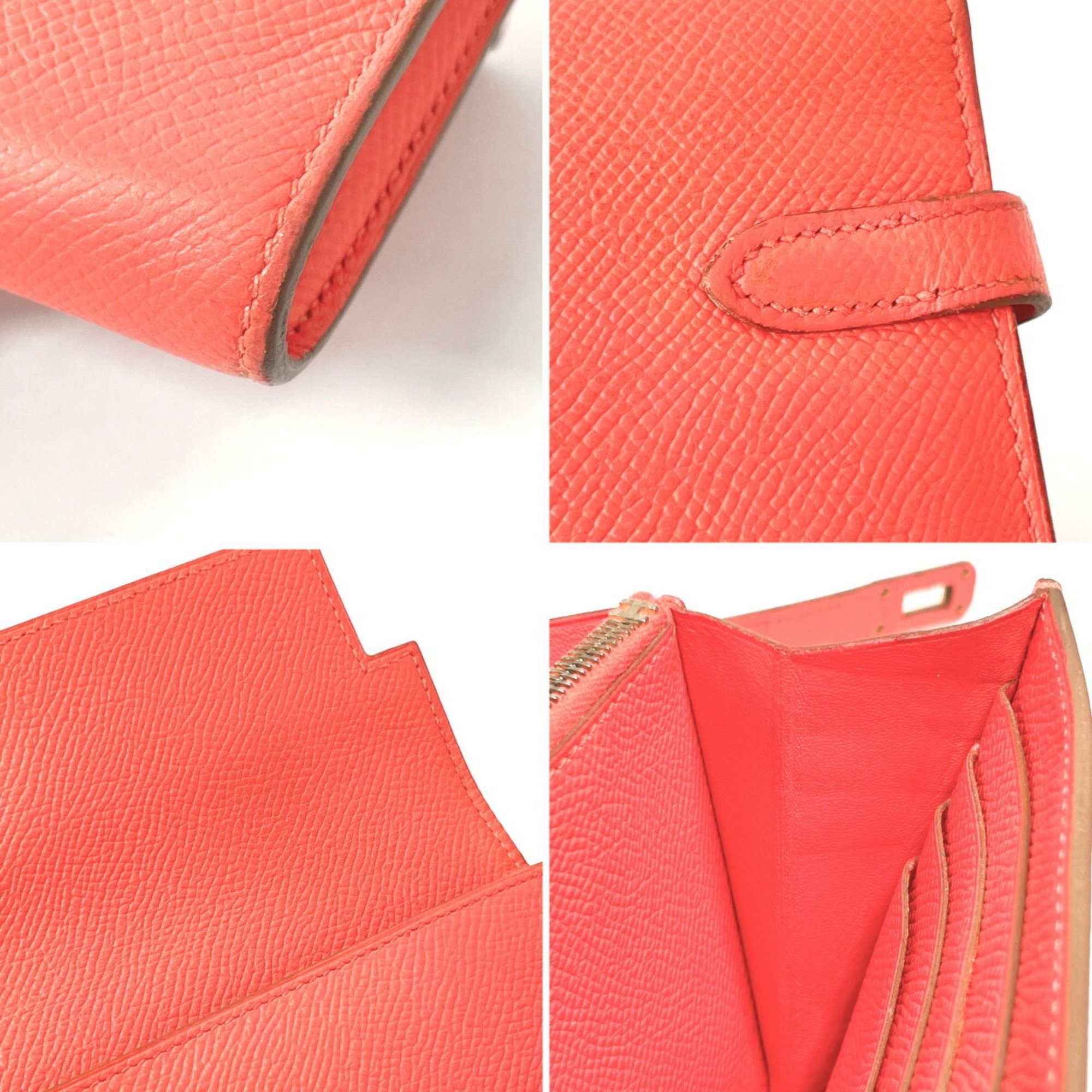 HERMES Kelly Wallet Long Epsom Leather Pink □R Stamped Ladies