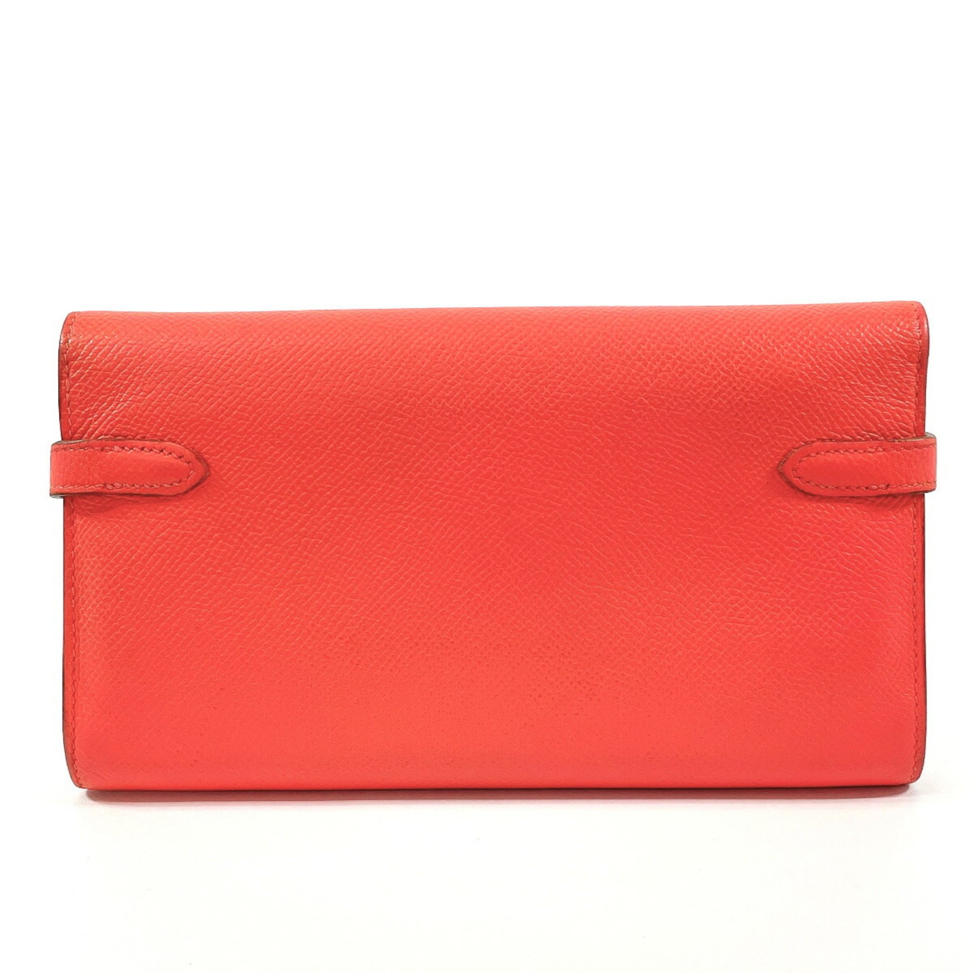 HERMES Kelly Wallet Long Epsom Leather Pink □R Stamped Ladies