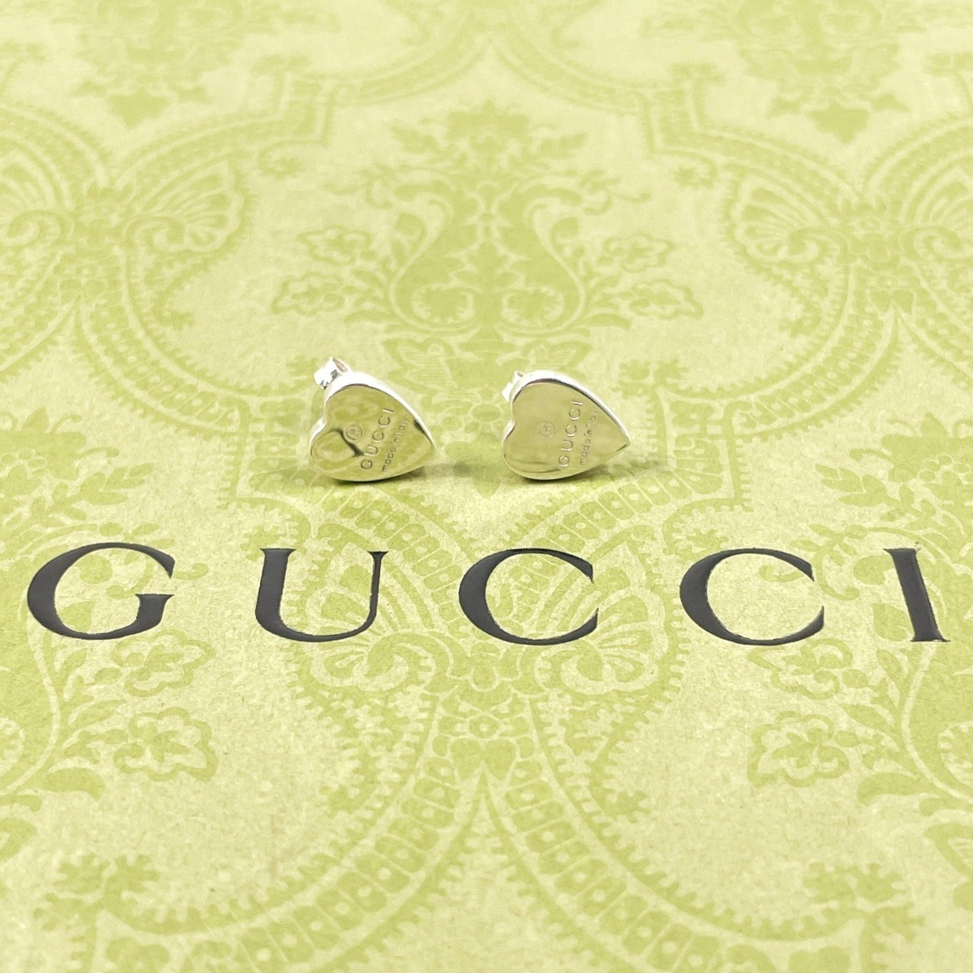 GUCCI Trademark Heart Shape 223990 J8400 8106 Earrings, Silver 925, Silver, Women's