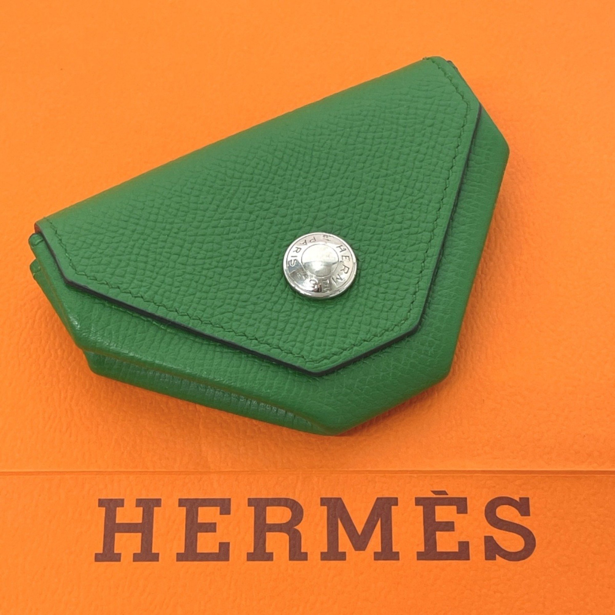 HERMES Hermes Levan Quatre Coin Case, Epsom Leather, Green, O Stamp, Women's