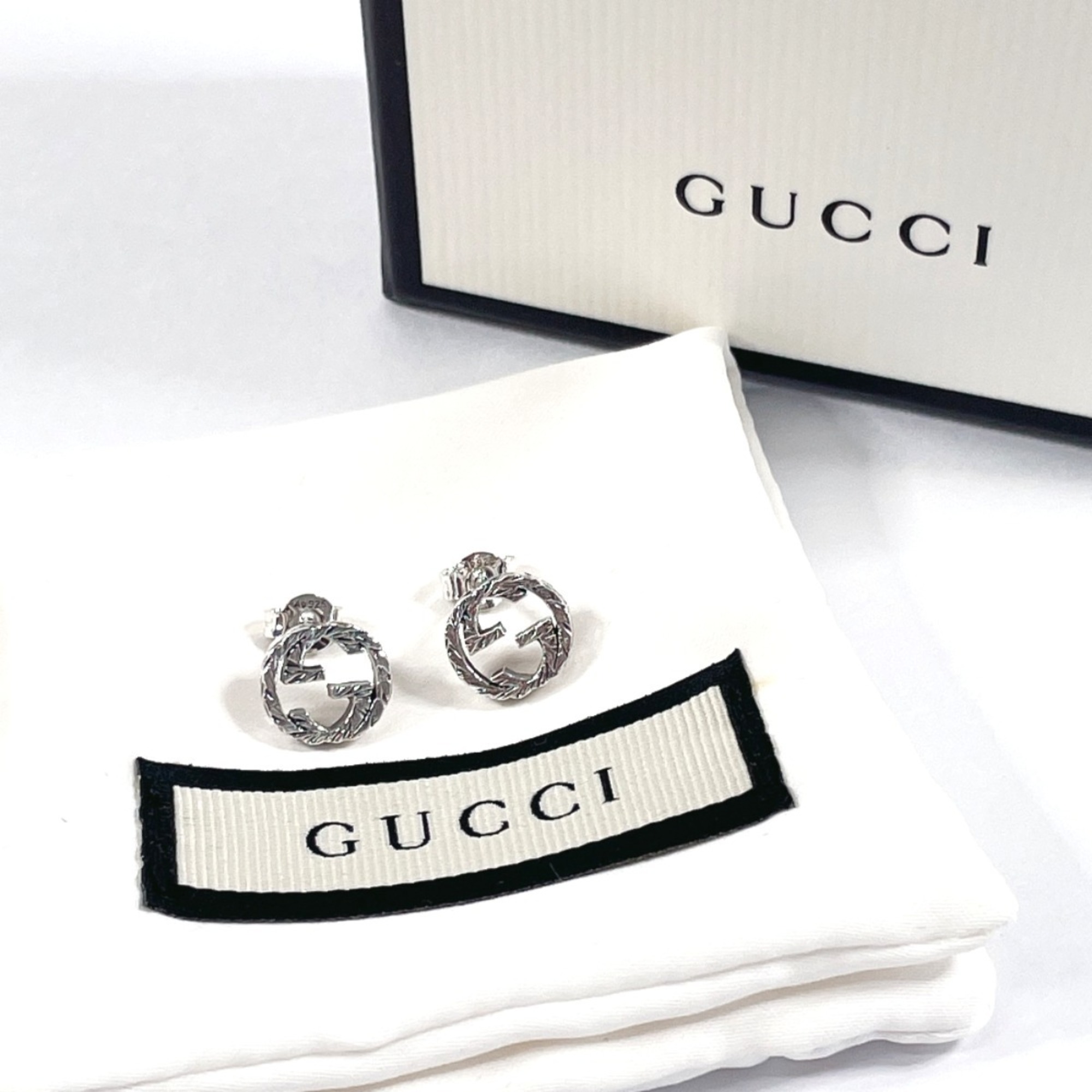 GUCCI Interlocking G 457109 J8400 0811 Earrings, 925 Silver, Unisex