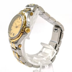 GUCCI 9040L Watch Stainless Steel/GP Silver Quartz Gold Dial Women's