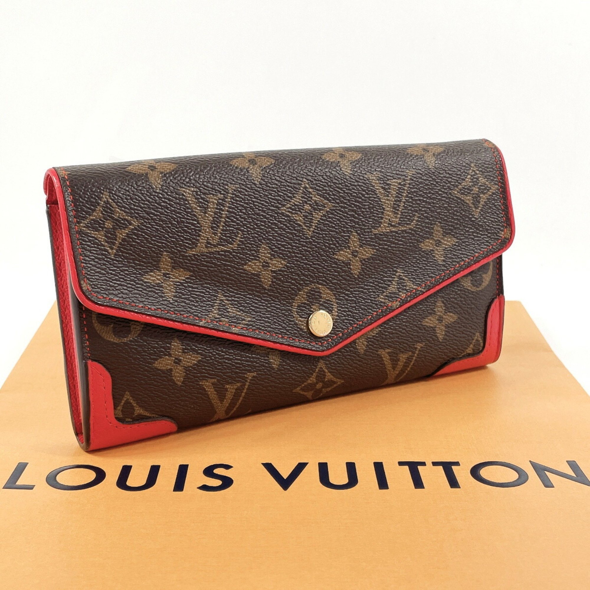 LOUIS VUITTON Louis Vuitton Portefeuille Sarah Retiro M61184 Long Wallet Monogram Canvas Brown Women's