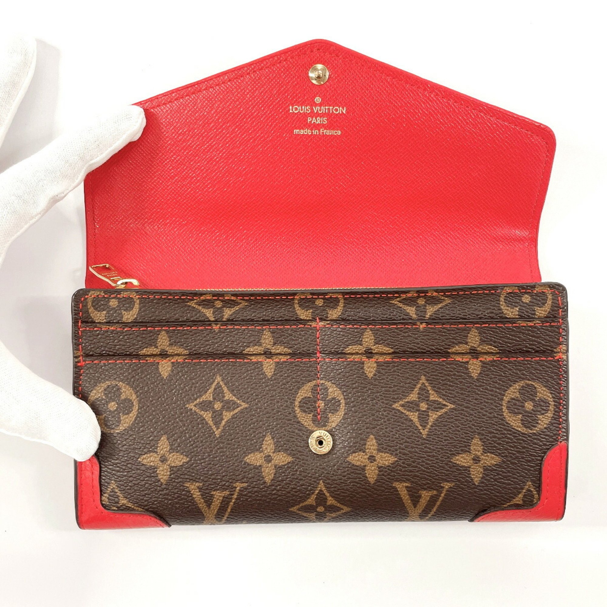 LOUIS VUITTON Louis Vuitton Portefeuille Sarah Retiro M61184 Long Wallet Monogram Canvas Brown Women's