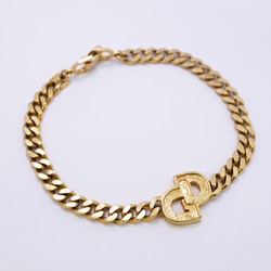 Christian Dior Bracelet CD Rhinestone GP Plated Gold Ladies