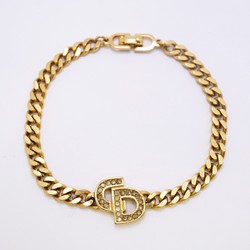 Christian Dior Bracelet CD Rhinestone GP Plated Gold Ladies