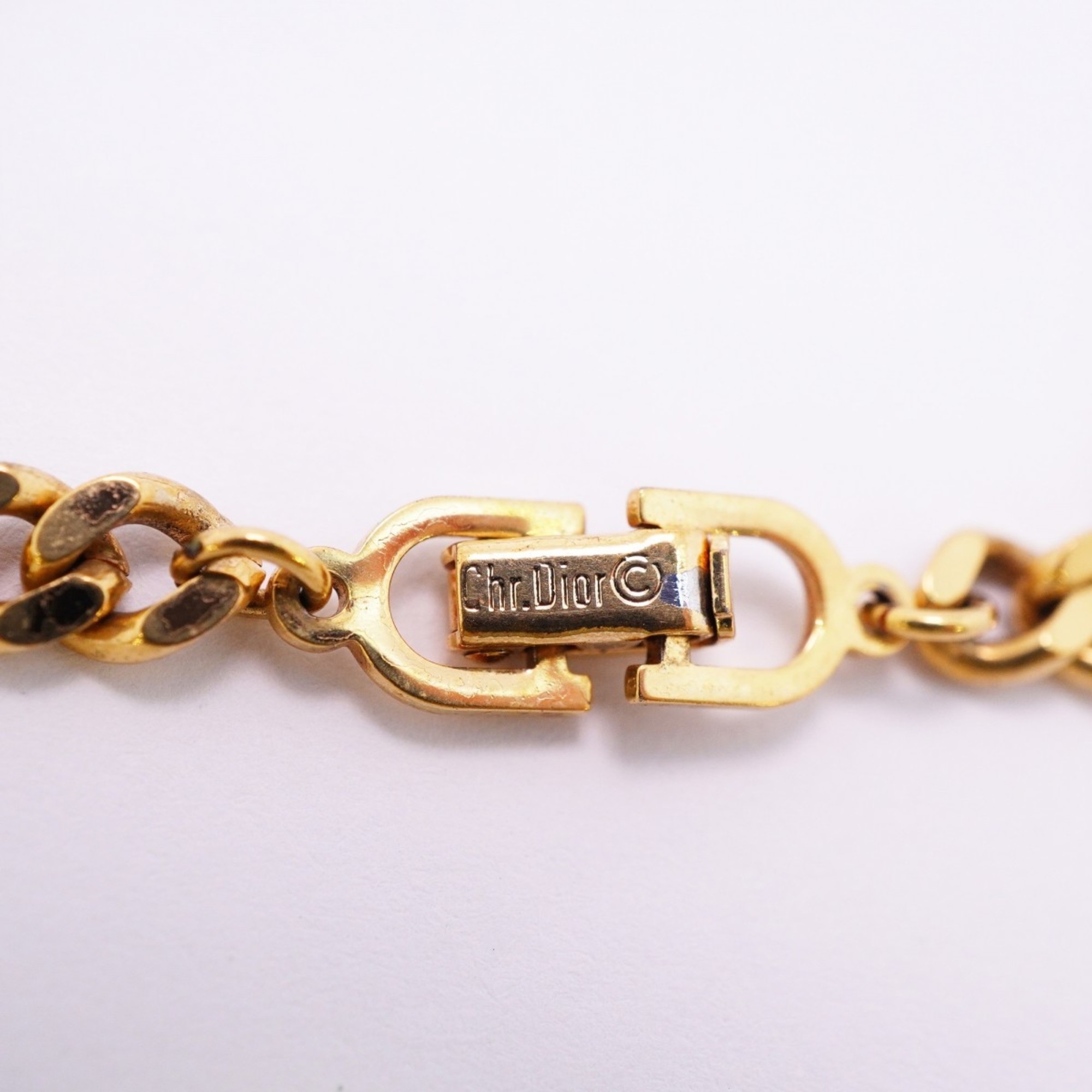 Christian Dior Bracelet CD Rhinestone GP Plated Gold Ladies