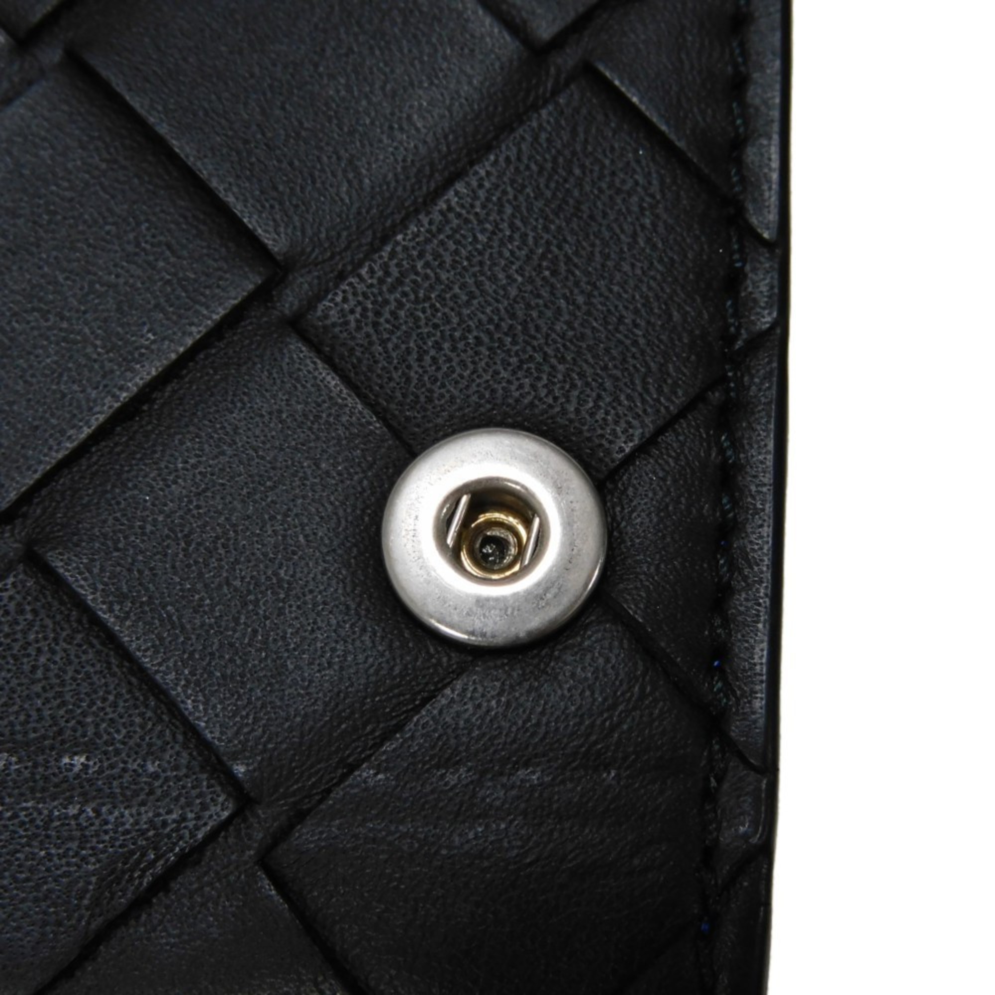 Bottega Veneta 6-ring Key Case Keychain Black Blue Bicolor RFID Maxi Intrecciato Cobalt 630336 VCPQ6 1073 Men's