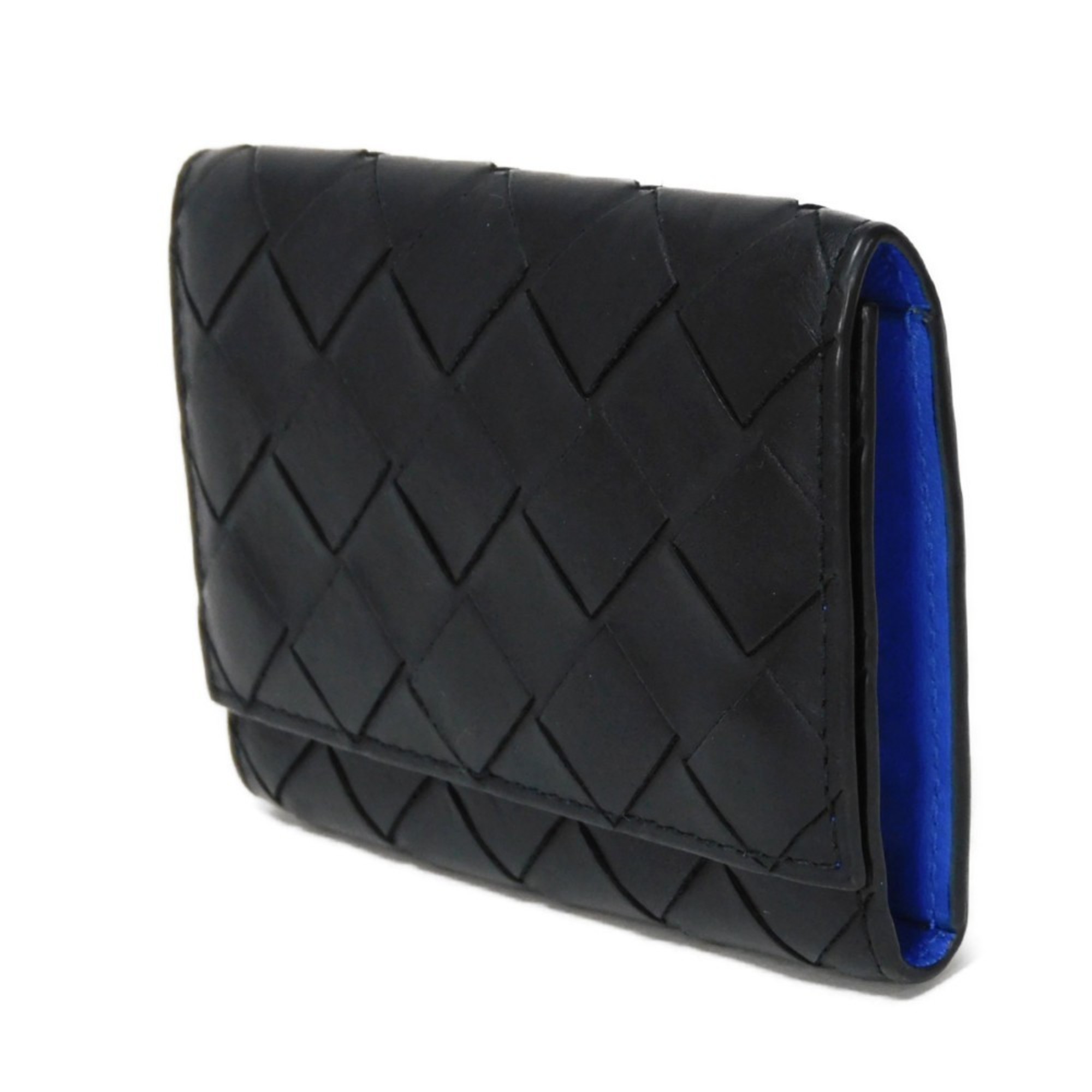 Bottega Veneta 6-ring Key Case Keychain Black Blue Bicolor RFID Maxi Intrecciato Cobalt 630336 VCPQ6 1073 Men's