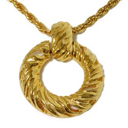 Yves Saint Laurent Necklace Round Twist Circle Pendant Pipe Rope Long Chain YSL Gold Men Women