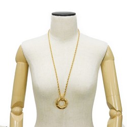 Yves Saint Laurent Necklace Round Twist Circle Pendant Pipe Rope Long Chain YSL Gold Men Women