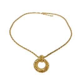 Yves Saint Laurent Necklace Round Twist Circle Pendant Pipe Rope Long Chain YSL Gold Men Women