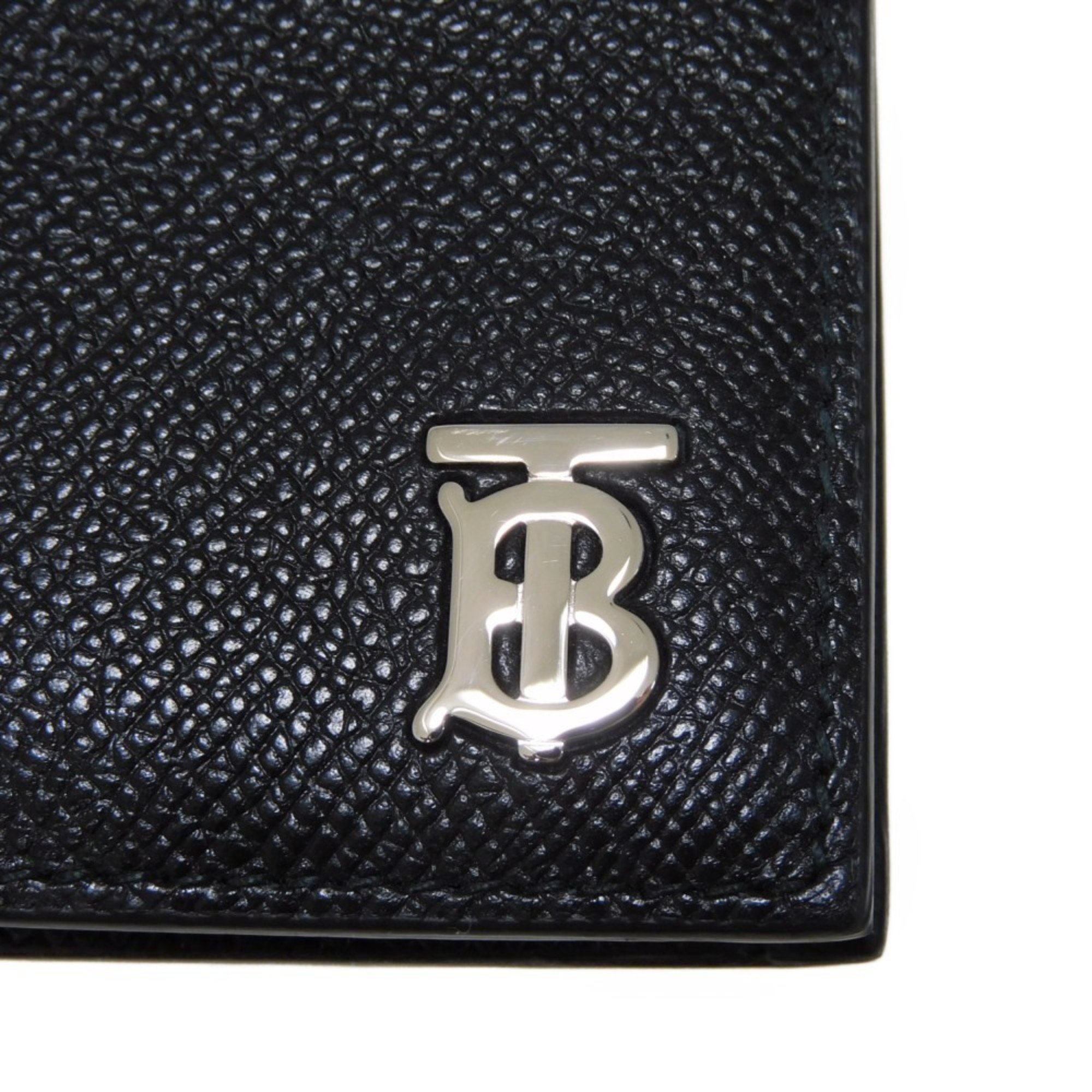 Burberry Coin Case TB Zip Card Holder Compact Wallet Metal Black 8065932 Men's