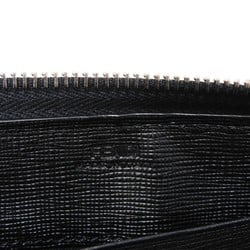 FENDI Long Wallet Karl Lagerfeld Zip Around Calf Fur Round Studs Black 8M0299 Men's Women's