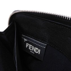 FENDI Long Wallet Karl Lagerfeld Zip Around Calf Fur Round Studs Black 8M0299 Men's Women's