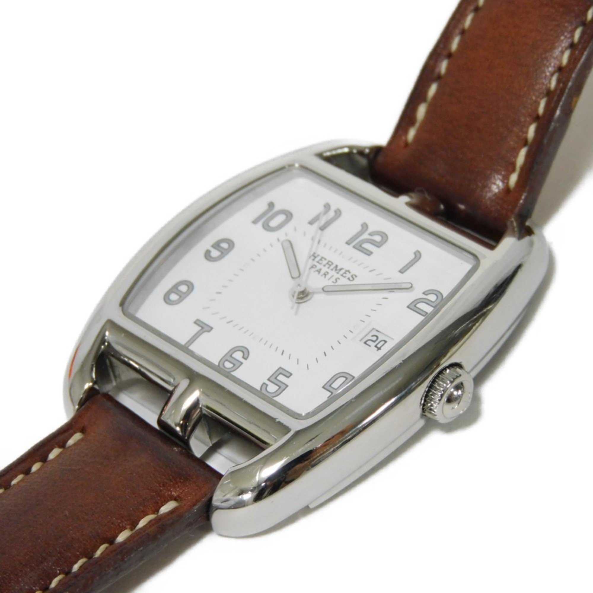 Hermes HERMES Wristwatch Cape Cod Date SS Leather Quartz CT1.710 Men's Women's