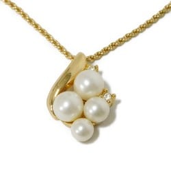 Christian Dior Dior Necklace Resin Pearl Crystal Pendant Clear GP Plated Gold CD Ivory Women's