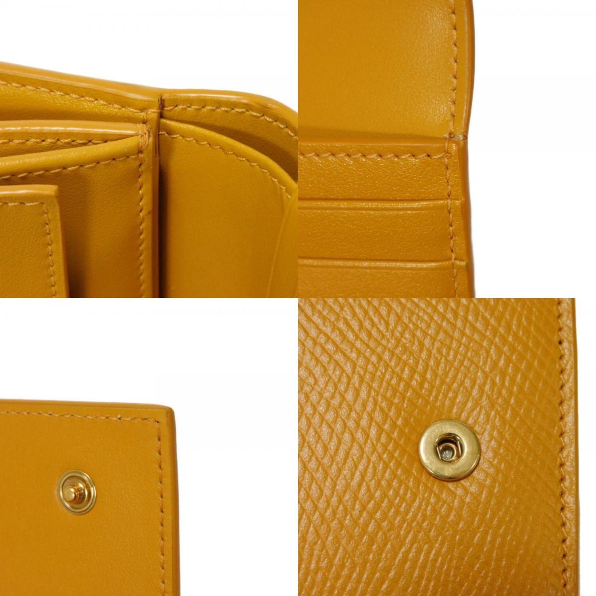 CELINE Tri-fold wallet Foil stamping Compact Calfskin Yellow Calendula 10B573BEL.11CL Men's Women's