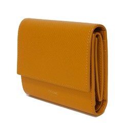 CELINE Tri-fold wallet Foil stamping Compact Calfskin Yellow Calendula 10B573BEL.11CL Men's Women's