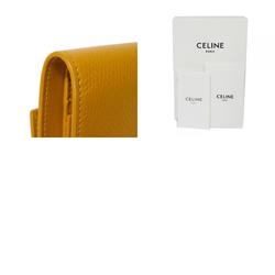 CELINE Tri-fold wallet Foil stamping Compact Calfskin Yellow Calendula 10B573BEL.11CL Men's Women's