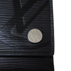 Louis Vuitton LOUIS VUITTON Tri-fold wallet Chain Compact Noir Black Blue W Silver Epi LV Circle M63518 Men's