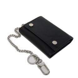 Louis Vuitton LOUIS VUITTON Tri-fold wallet Chain Compact Noir Black Blue W Silver Epi LV Circle M63518 Men's