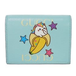 Gucci GUCCI Bi-fold wallet Bananya Compact Banana Unicorn Star Multicolor Pastel Blue 701009 Women's