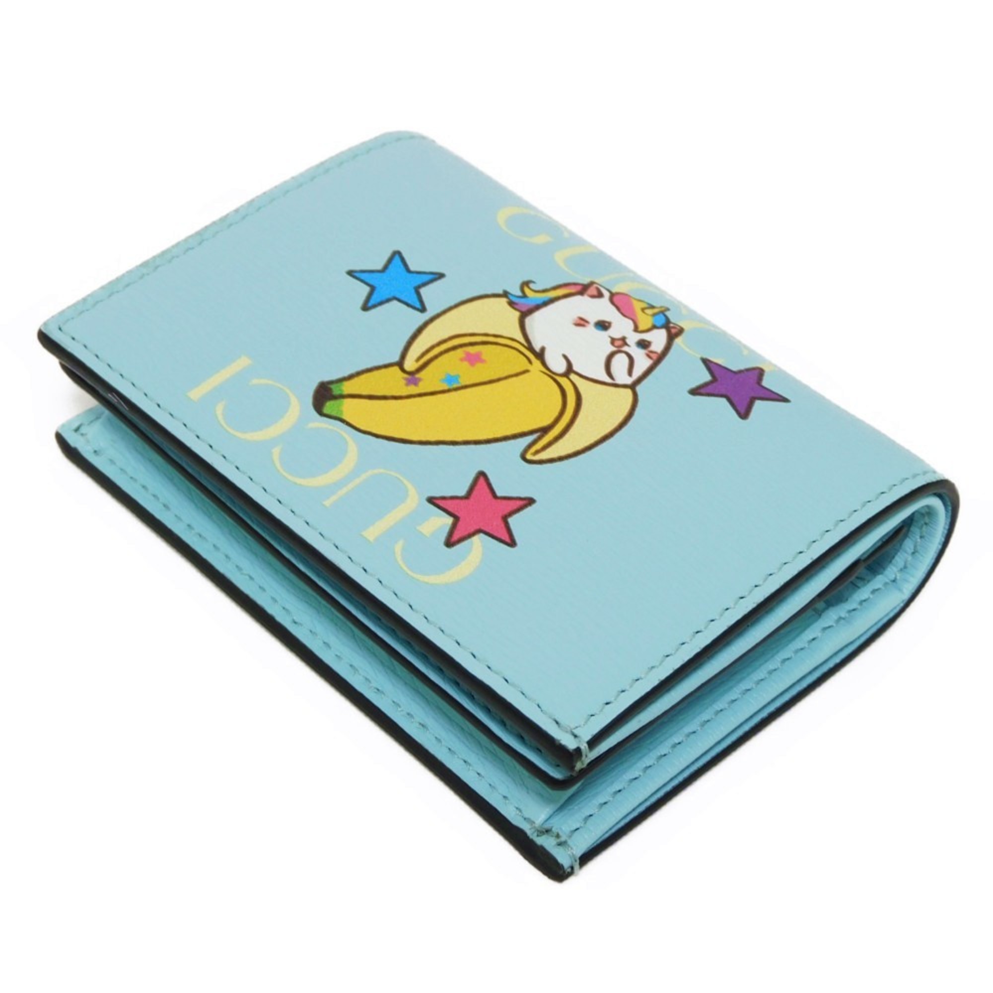 Gucci GUCCI Bi-fold wallet Bananya Compact Banana Unicorn Star Multicolor Pastel Blue 701009 Women's