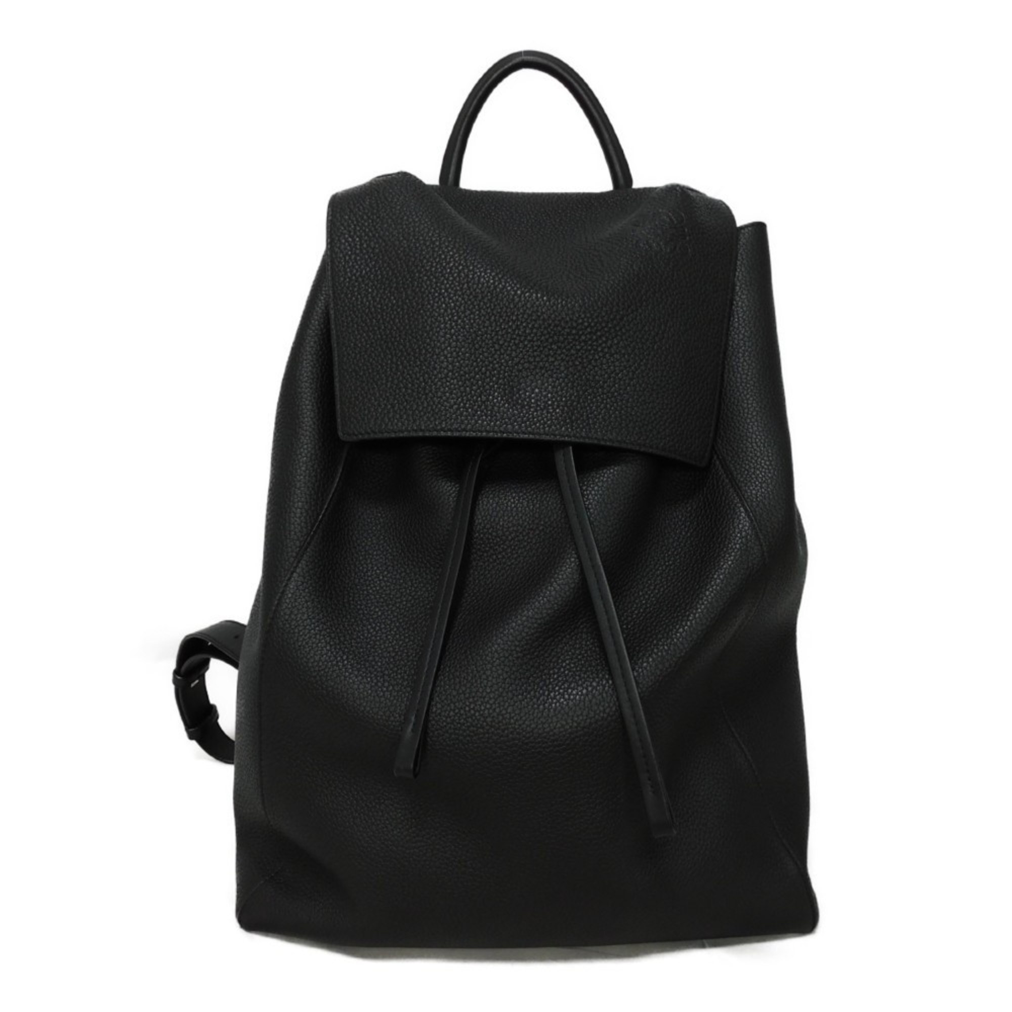 LOEWE Backpack Drawstring Daypack Grain Calf Anagram Embossed Black B871J17X02 Men's Bag