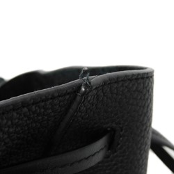 LOEWE Backpack Drawstring Daypack Grain Calf Anagram Embossed Black B871J17X02 Men's Bag