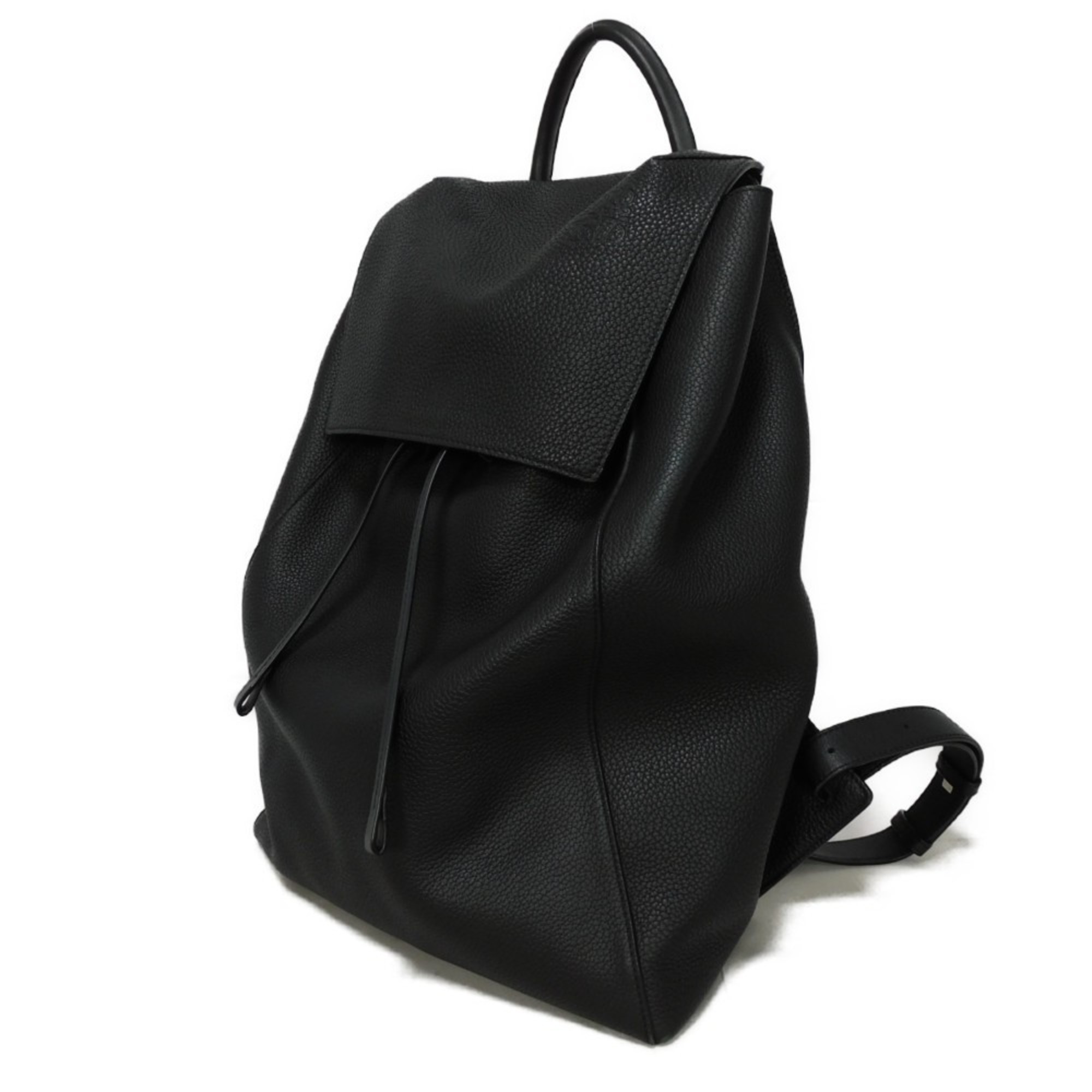 LOEWE Backpack Drawstring Daypack Grain Calf Anagram Embossed Black B871J17X02 Men's Bag