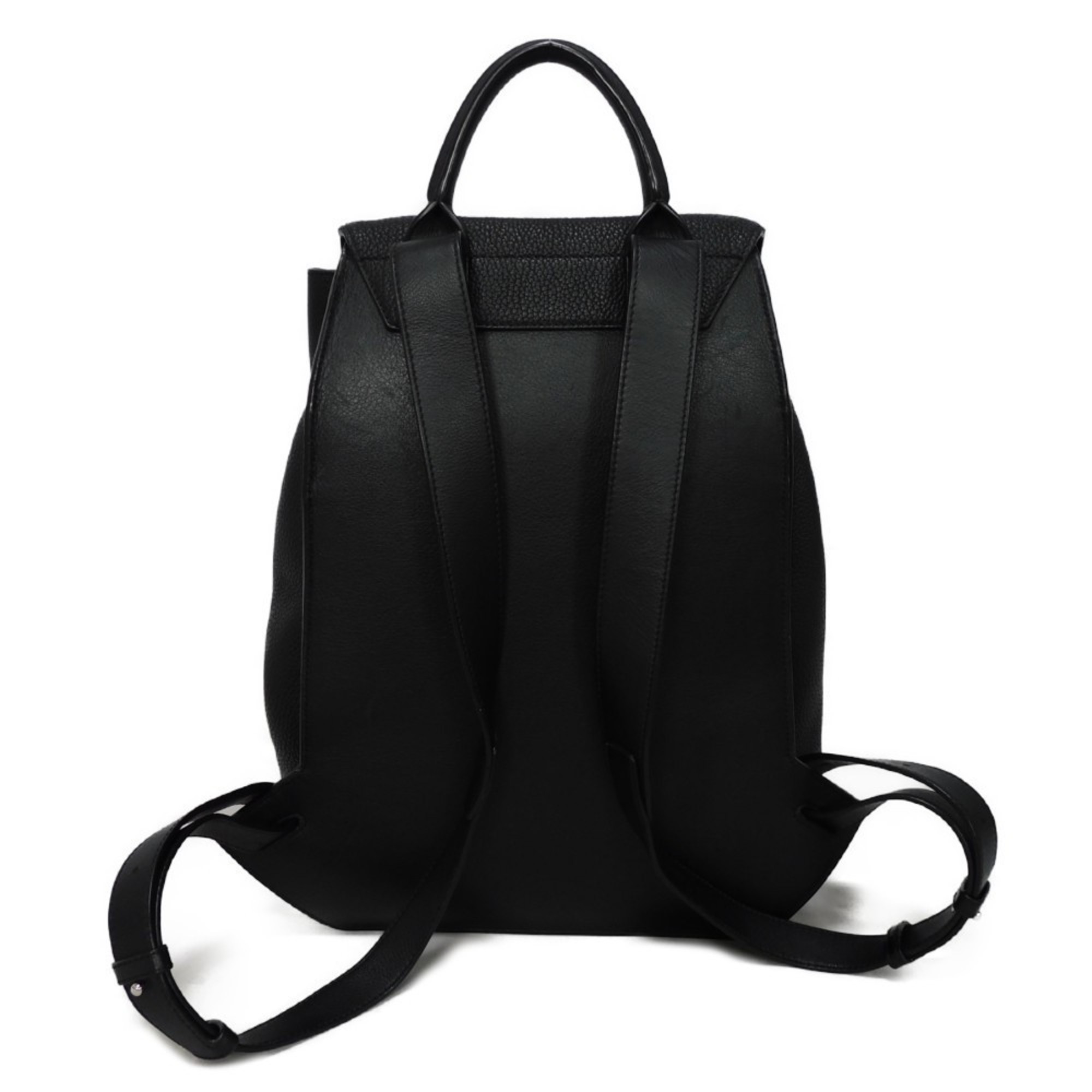 LOEWE Backpack Drawstring Daypack Grain Calf Anagram Embossed Black B871J17X02 Men's Bag