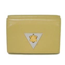 Bottega Veneta Tri-fold Wallet Triangle Tiny Turnlock Smooth Calf RFID Twistlock Beige Men's Women's