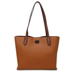 Coach COACH Tote Bag Willow Color Block Brown Bordeaux Beige Shoulder Signature Saddle C0692 Women's