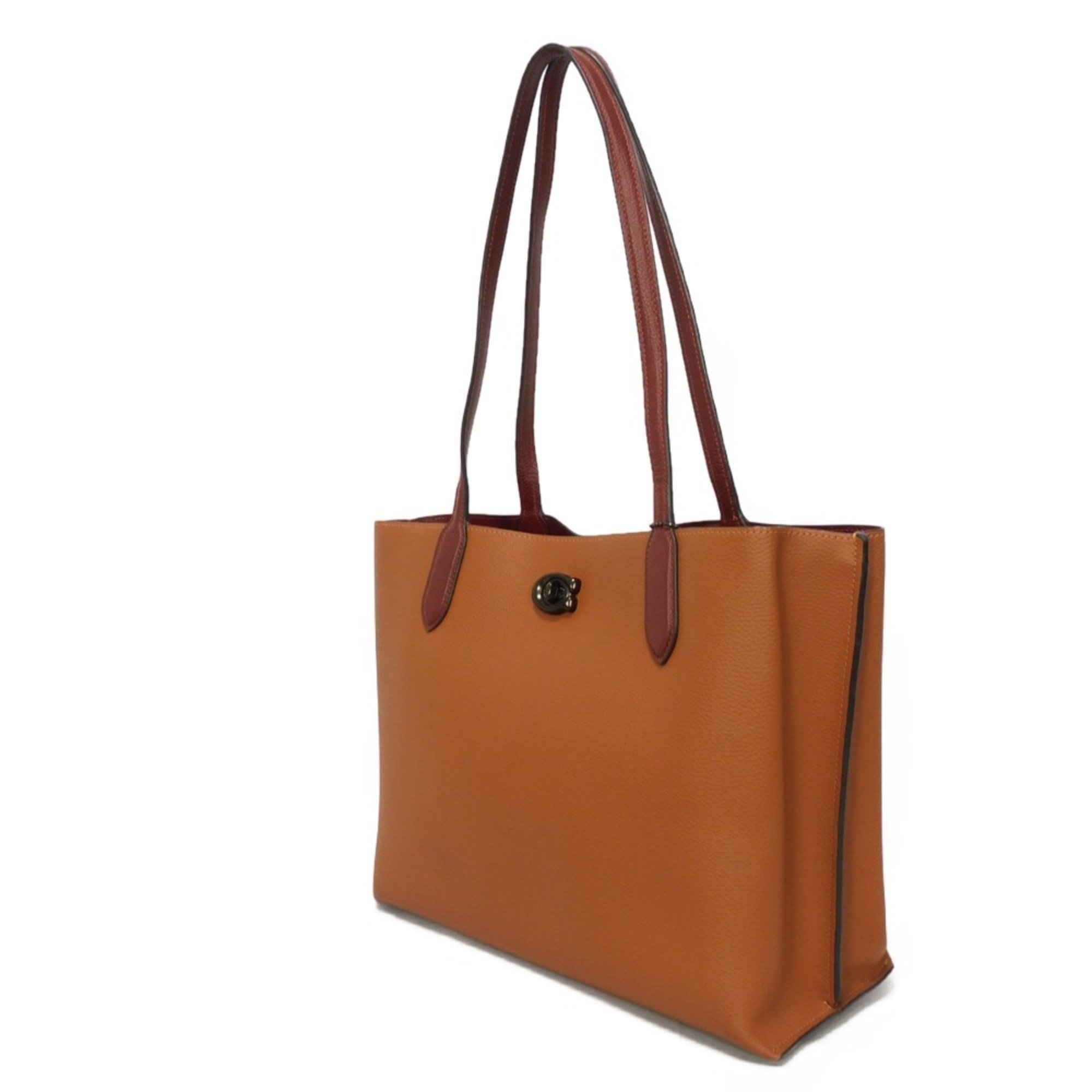 Coach COACH Tote Bag Willow Color Block Brown Bordeaux Beige Shoulder Signature Saddle C0692 Women's