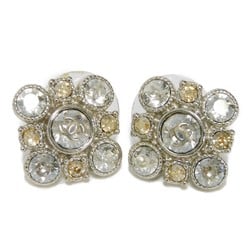 CHANEL Earrings Crystal Flower Coco Mark A13V Strass Rhinestone Clear Orange Stud CC A37285 Women's