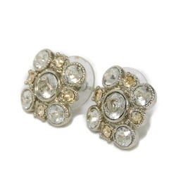 CHANEL Earrings Crystal Flower Coco Mark A13V Strass Rhinestone Clear Orange Stud CC A37285 Women's