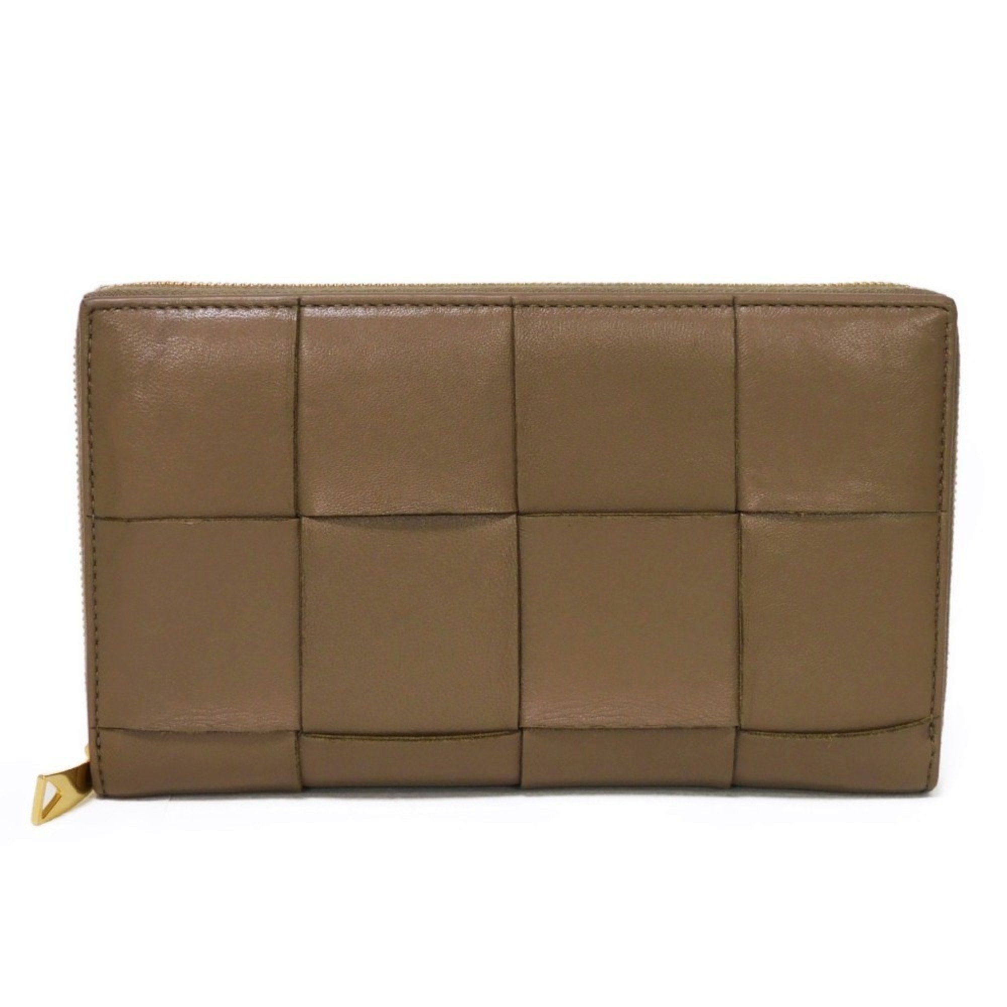 Bottega Veneta Cassette Zip Around Wallet RFID Maxi Intrecciato Taupe Gray 750259 VCQC1 2560 Men's Women's Long