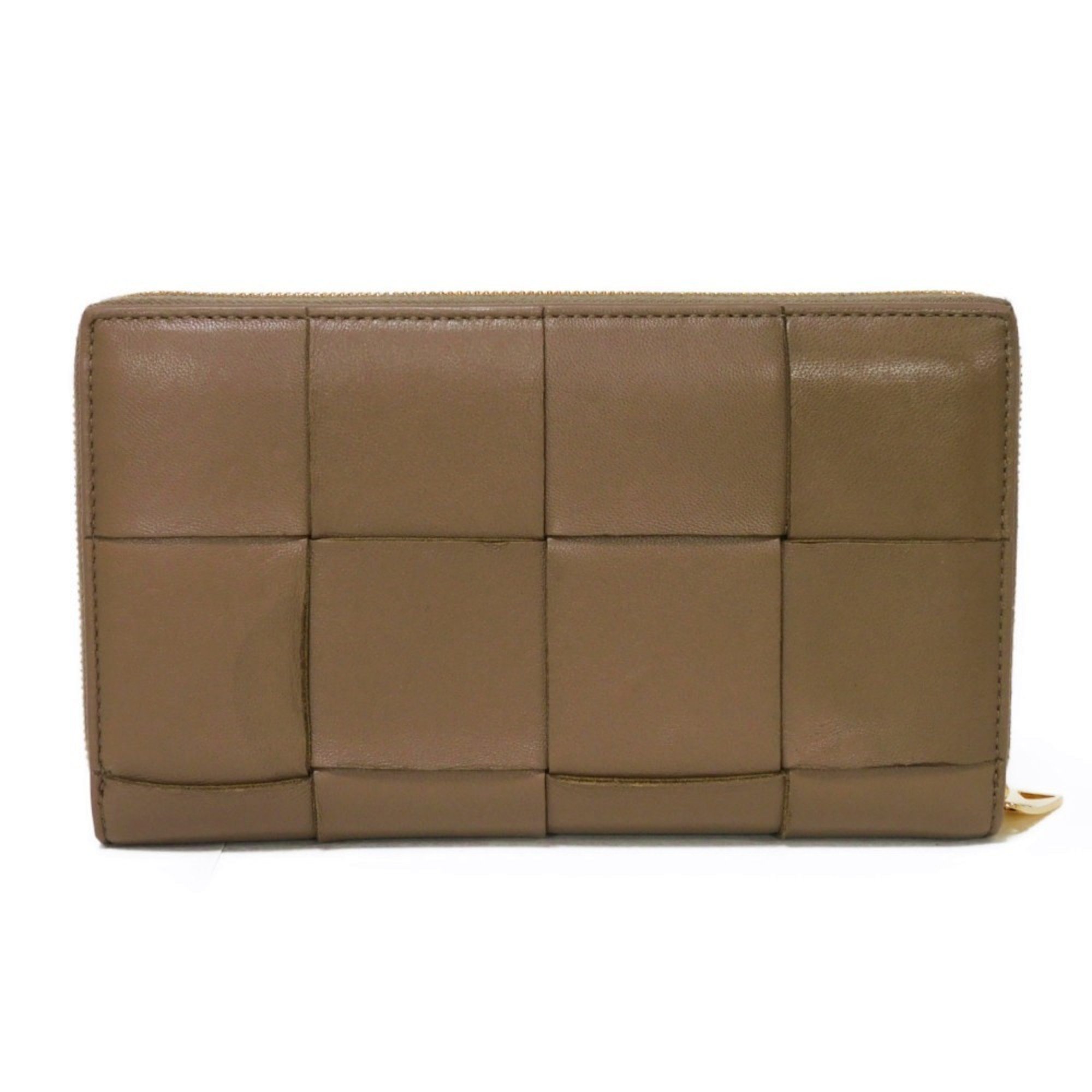 Bottega Veneta Cassette Zip Around Wallet RFID Maxi Intrecciato Taupe Gray 750259 VCQC1 2560 Men's Women's Long