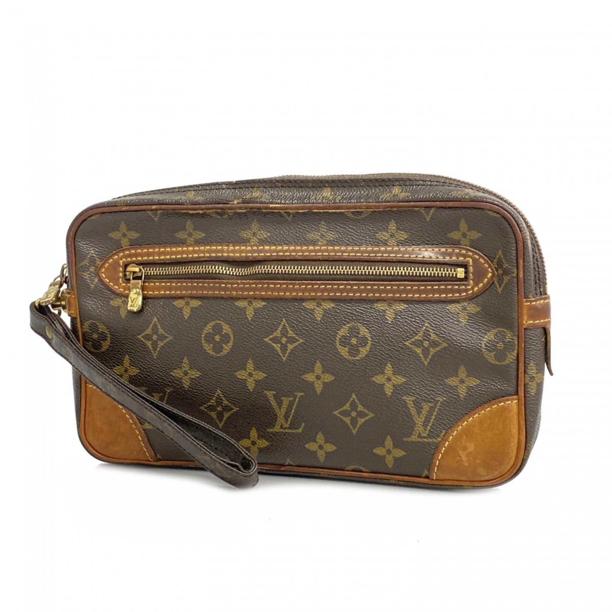 Louis Vuitton Clutch Bag Monogram Marly Dragonne M51825 Brown Men's