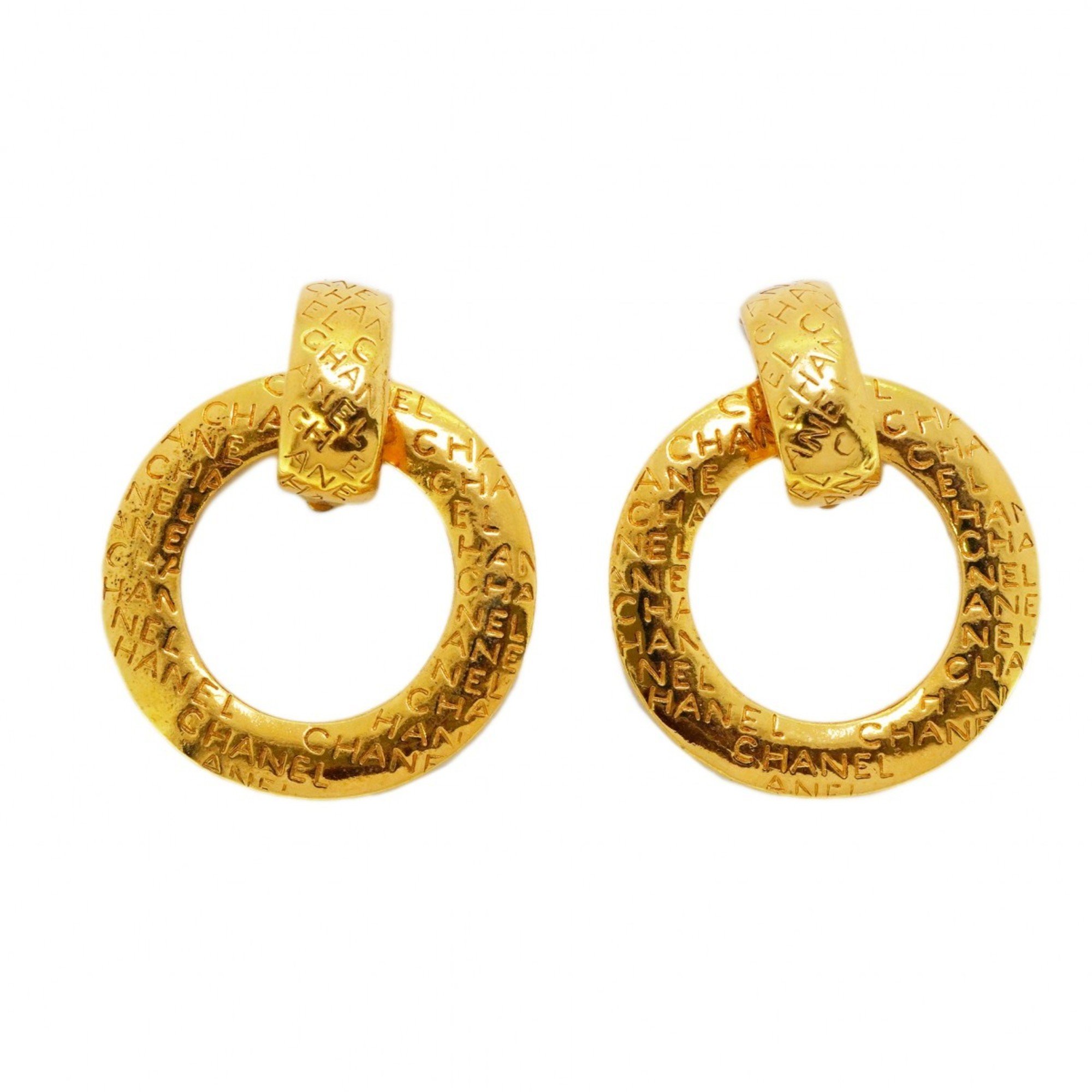 Chanel Earrings Hoops GP Plated Gold Ladies